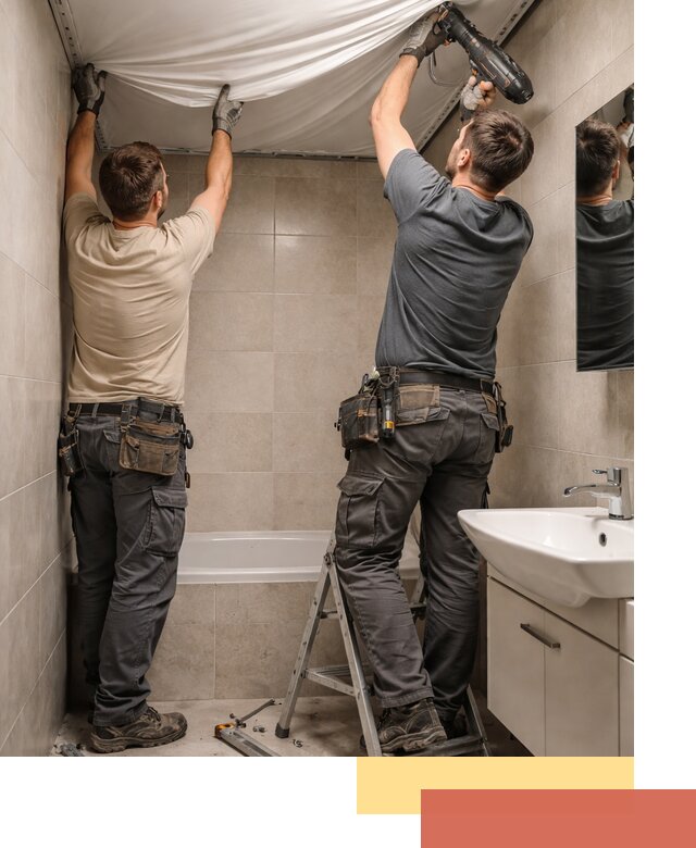 Монтаж натяжного потолка в ванной в Осинниках быстро и качественно