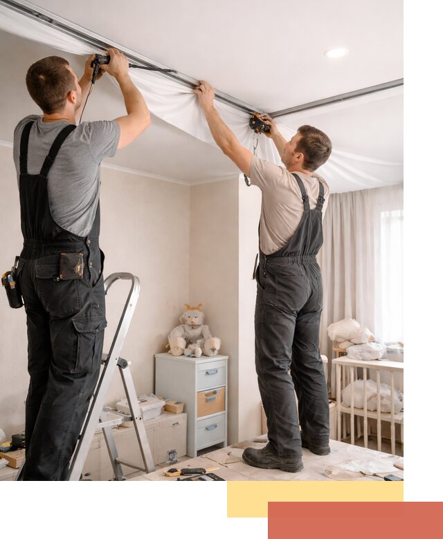 Монтаж натяжного потолка в детской комнате в Осинниках