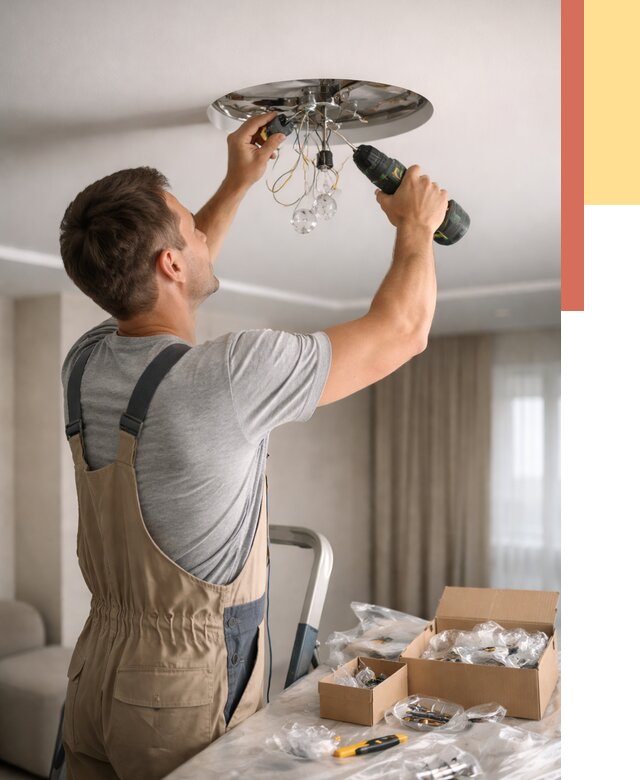 Установка люстры в натяжной потолок в Осинниках от 1230 руб. | Быстро и недорого — ОТДЕЛОЧНИК-Снн