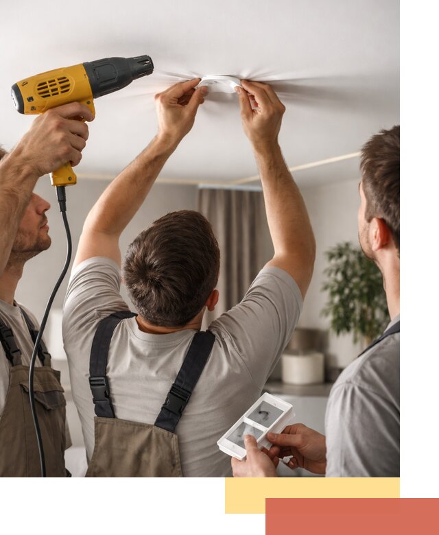 Ремонт прокола полотна натяжного потолка в Осинниках