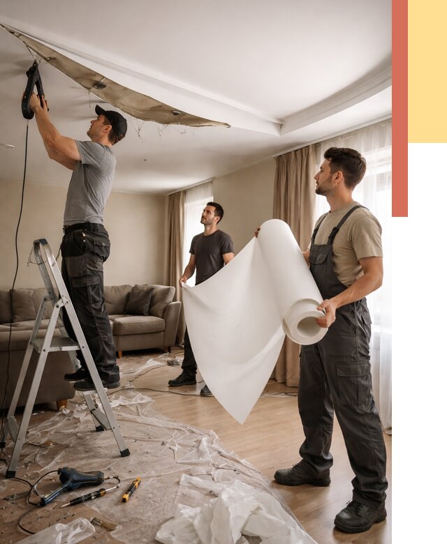 Замена полотна натяжного потолка в Осинниках от 9738 руб. быстро и недорого | ОТДЕЛОЧНИК-Снн