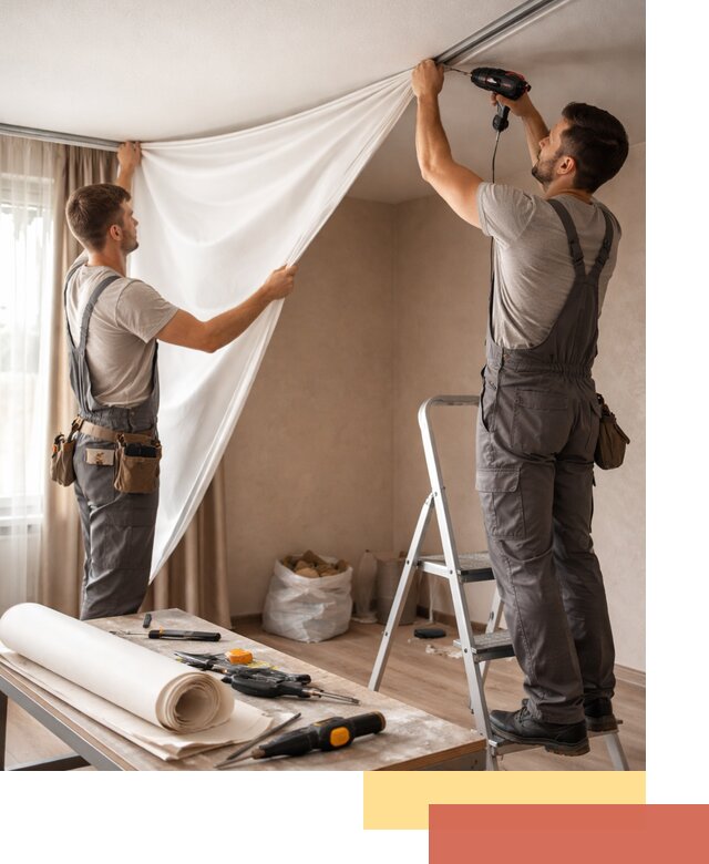 Замена полотна натяжного потолка в Осинниках быстро и качественно