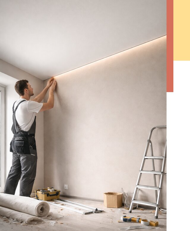 Теневые натяжные потолки в Осинниках от 8406 руб. под ключ | ОТДЕЛОЧНИК-Снн