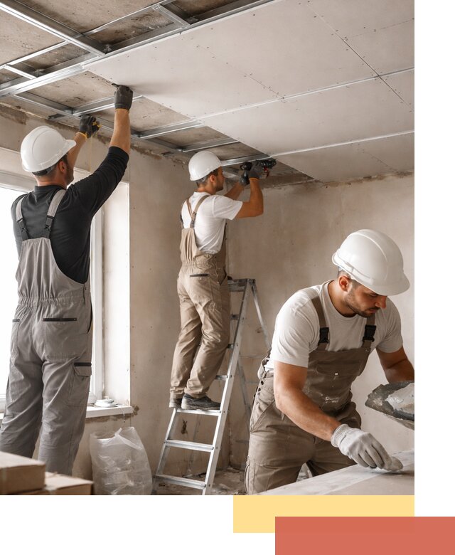 Одноуровневый потолок из гипсокартона в Осинниках — монтаж и отделка