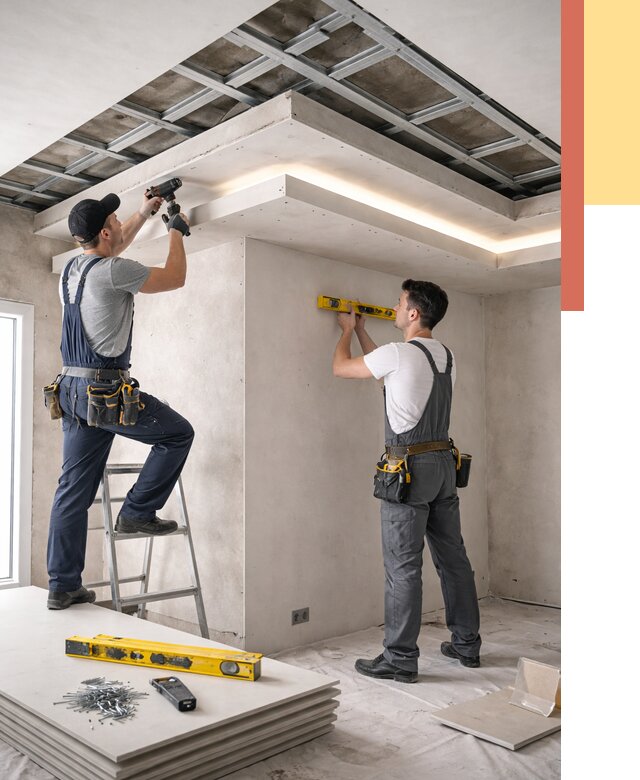 Двухуровневый потолок из гипсокартона в Осинниках от 1486 руб. под ключ | ОТДЕЛОЧНИК-Снн