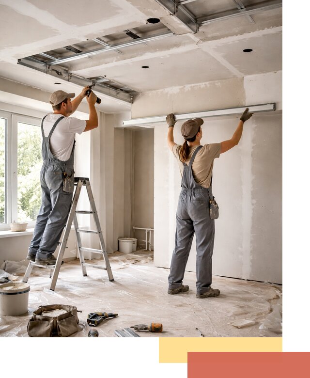 Монтаж многоуровневого потолка из гипсокартона в Осинниках