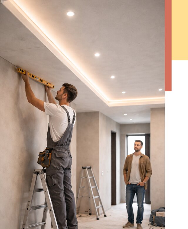 Потолок из гипсокартона с подсветкой в Осинниках от 769 руб./м2 под ключ | ОТДЕЛОЧНИК-Снн