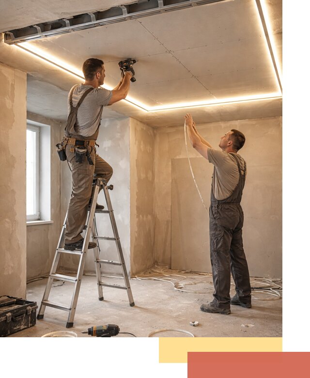 Потолок из гипсокартона с подсветкой в Осинниках