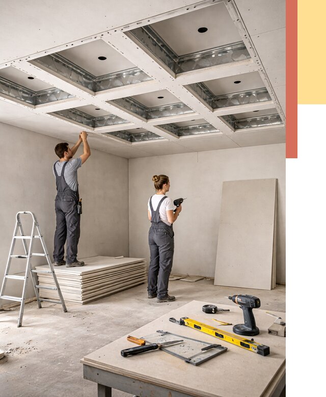 Кессонный потолок из гипсокартона в Осинниках от 1896 руб. — монтаж и под ключ | ОТДЕЛОЧНИК-Снн