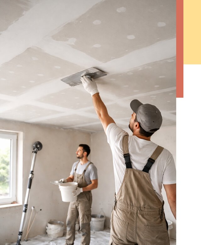 Шпаклевка потолка из гипсокартона в Осинниках от 3280 руб./м2 — услуги под ключ | ОТДЕЛОЧНИК-Снн