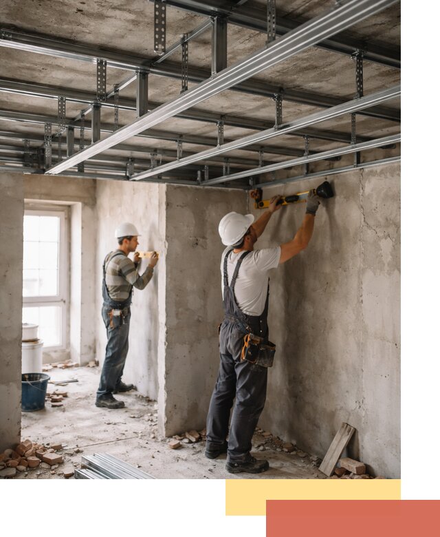 Монтаж каркаса потолка из профильного профиля в Осинниках