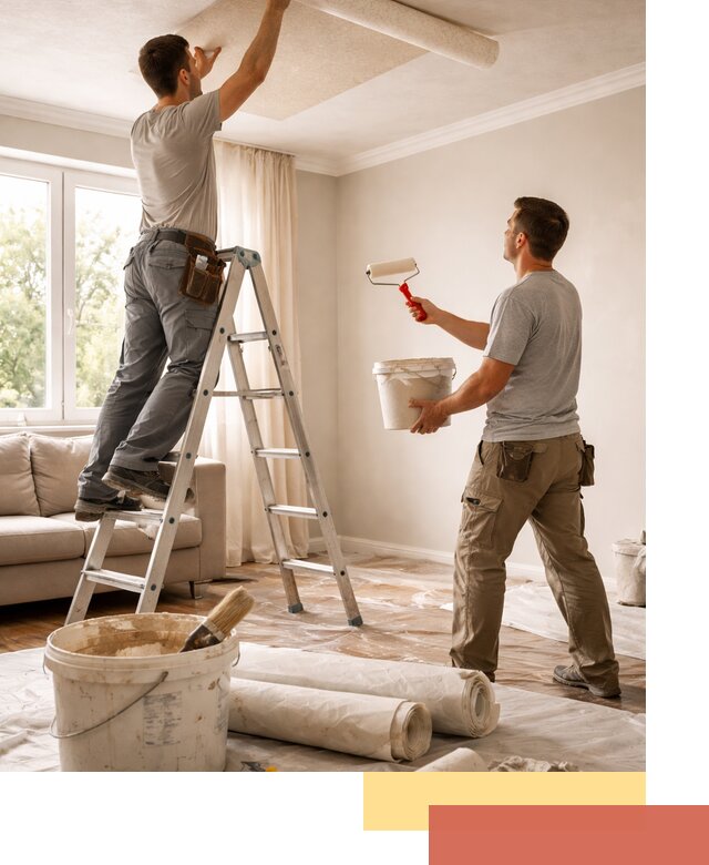 Поклейка обоев на потолок в Осинниках — качественно и быстро