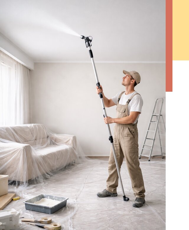 Покраска потолка краскопультом в Осинниках от 4613 руб. быстро и недорого | ОТДЕЛОЧНИК-Снн