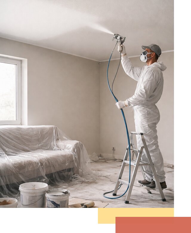 Покраска потолка краскопультом в Осинниках быстро и качественно