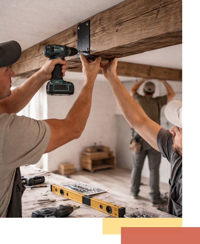 Монтаж декоративных потолочных балок в Осинниках